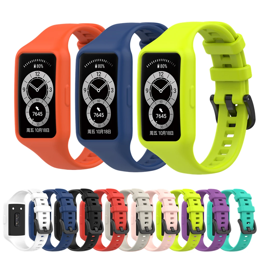 

Wrist Strap For Huawei Band 6 6 Pro Smart Watch Band For Honor Band 6 Replacement Soft Silicone Belt Sports Bracelet Accessories