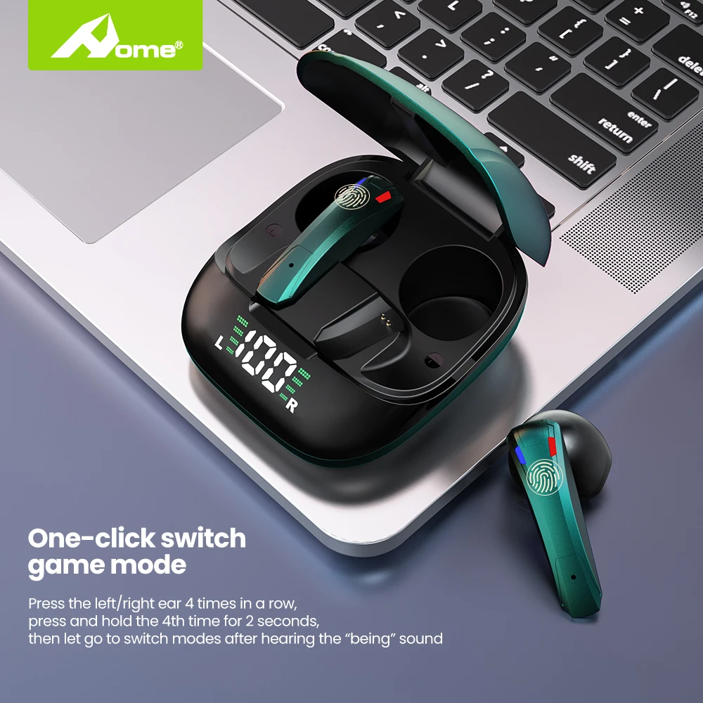 true wireless bluetooth headphones with mic low latency game earbuds earpieces led in ear tws touch earphones for android iphone free global shipping