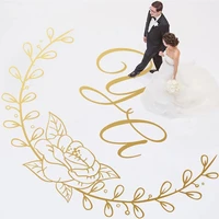 elegant garland design wedding dance floor stickers poster vinyl custom initial banquet party monogram decoration decals hy2189