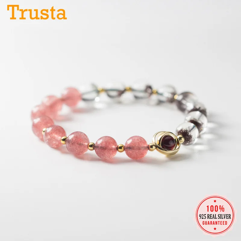 Trustdavis Стерлинговое Серебро 925 пробы минималистичный клубничный кристалл