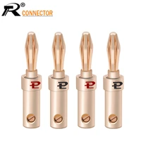 4pcs 24k gold plated copper banana speaker plug connector adapter audio banana connectors for speaker wire amplifiers