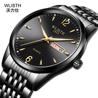 mens watches men tops brand luxury double calendar luminous leather quartz watch steel waterproof sport clock relogio masculino