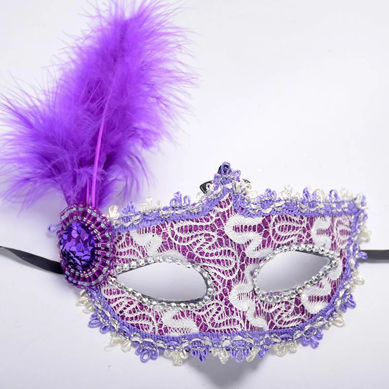 

1pc Eye s Christmas Halloween Sexy Women Venetian Lace Feather Flower Masquerade Girls Half Face Party Dance Headwear
