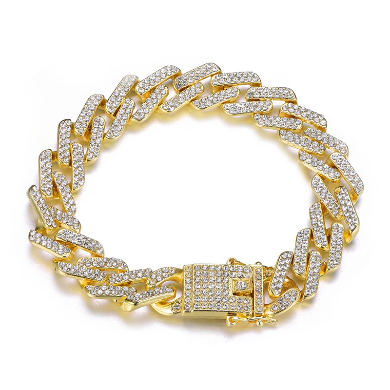Хип хоп 13 мм Bling Iced Out полный горный хрусталь браслет геометрический AAA CZ камень кубинские цепи браслеты для мужчин ювелирные изделия