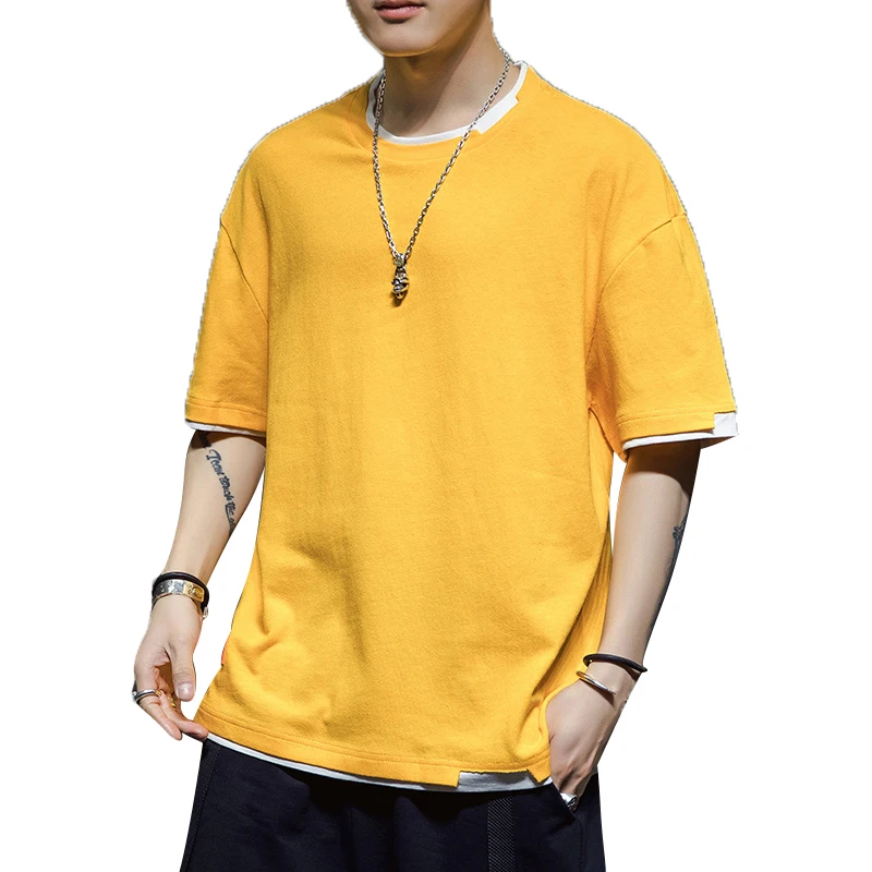 

Новая Стильная однотонная мужская футболка, модная мужская футболка из 100% хлопка, летняя мужская футболка с коротким рукавом, Мужская футбо...