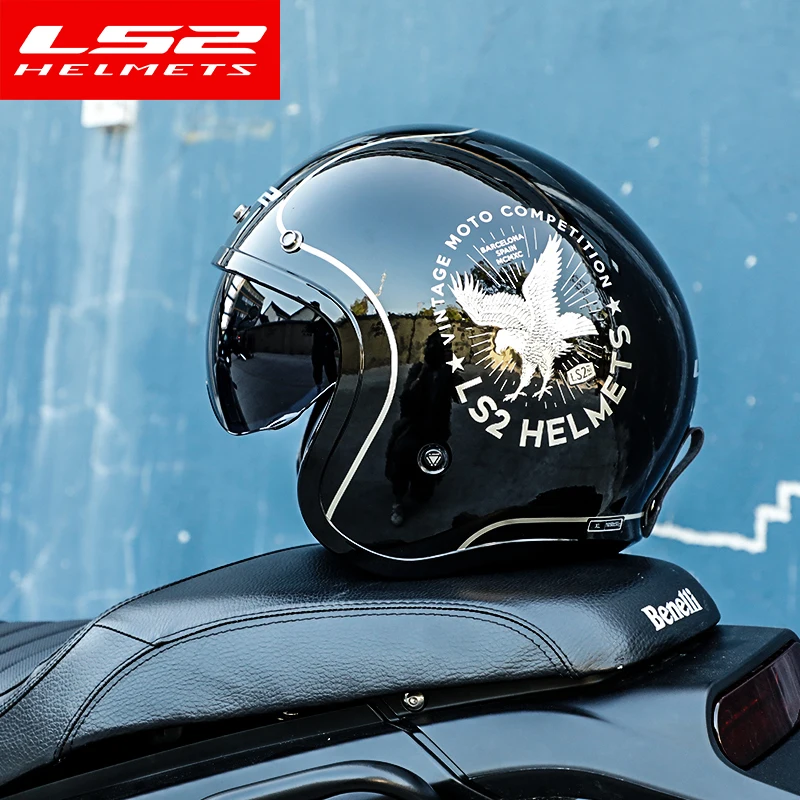 LS2 OF599 Spitfire с открытым лицом винтажный шлем moto rcycle половина 3/4 casco ECE утвержденный