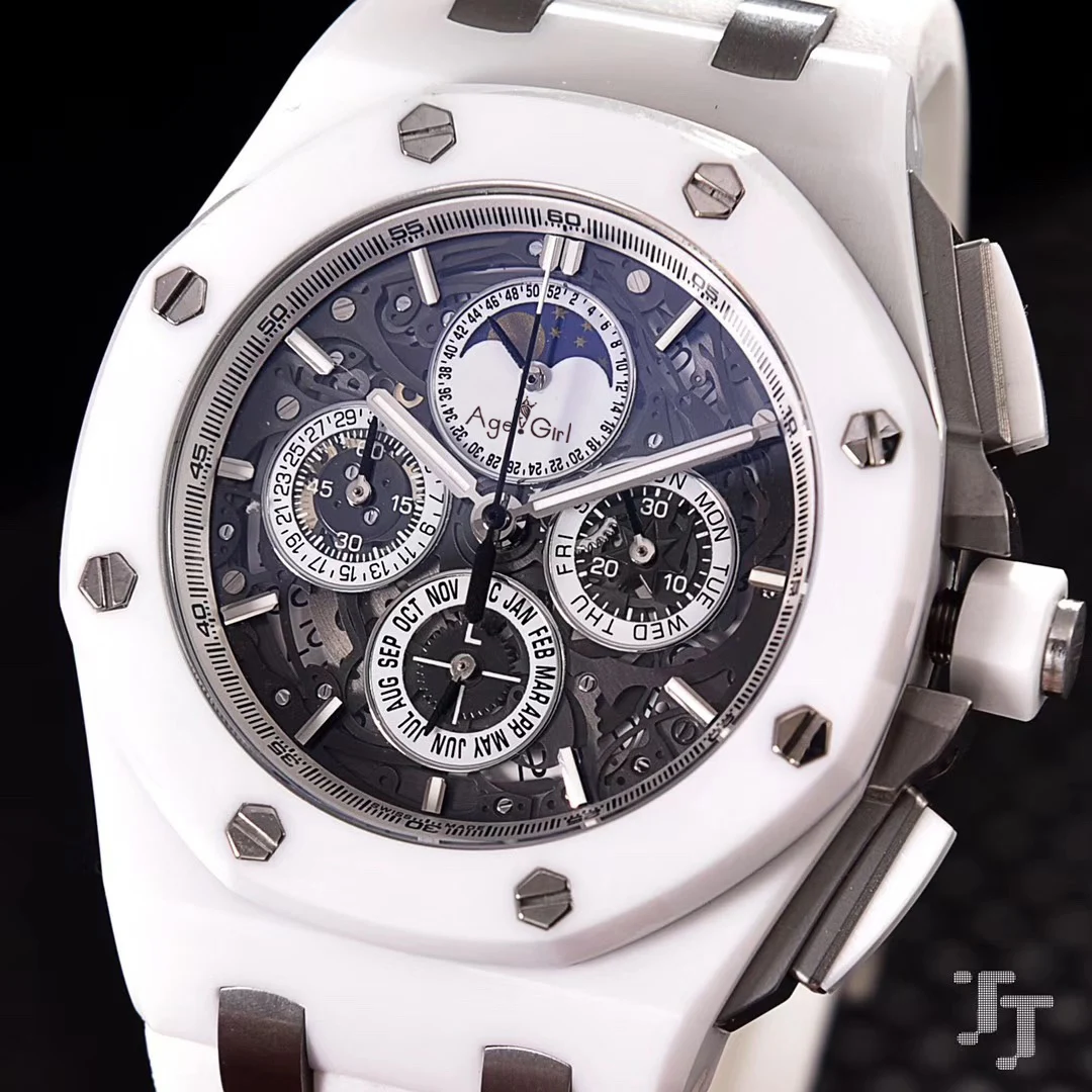 Роскошные брендовые новые мужские часы с хронографом и сапфиром GMT MoonPhase, белые керамические серые черные синие резиновые часы из нержавеющей стали AAA