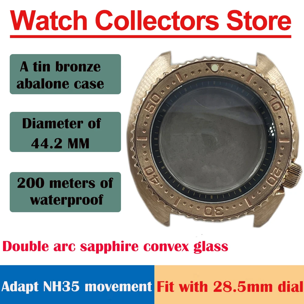 

Чехол для часов из олова и бронзы, подходит для движения NH35, новинка, модное Выпуклое стекло с двойной дугой и сапфиром Для циферблата 28,5 мм
