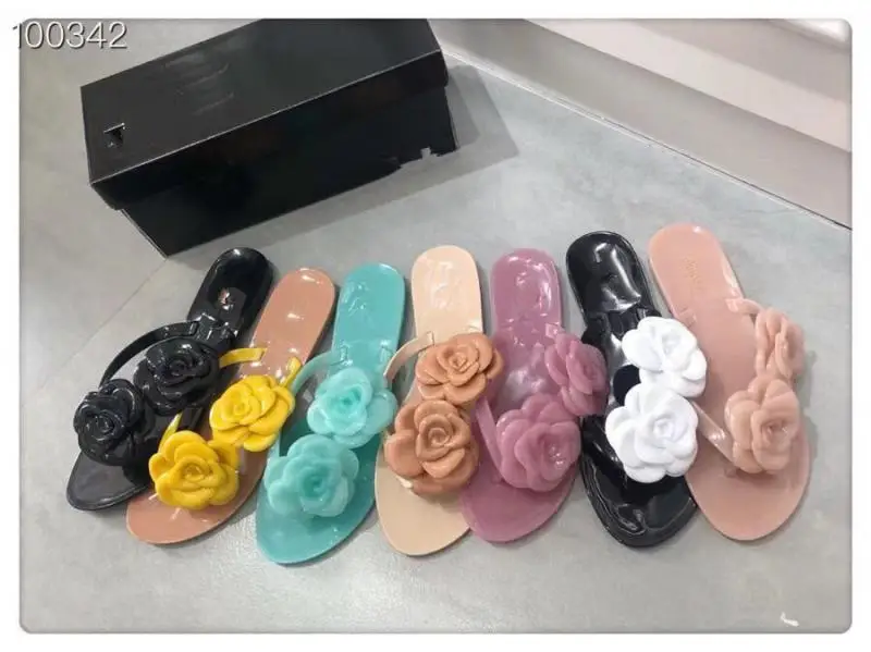 Шлепанцы SWONCO женские пляжные тапочки с камелией сандалии цветами ПВХ обувь желе