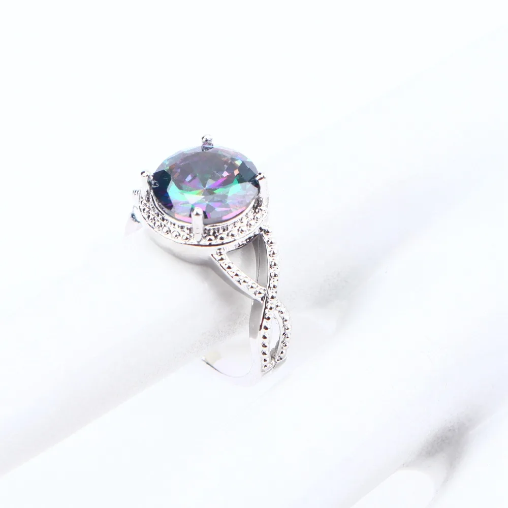 Комплект женских ювелирных украшений из серебра 925 пробы с радужными камнями