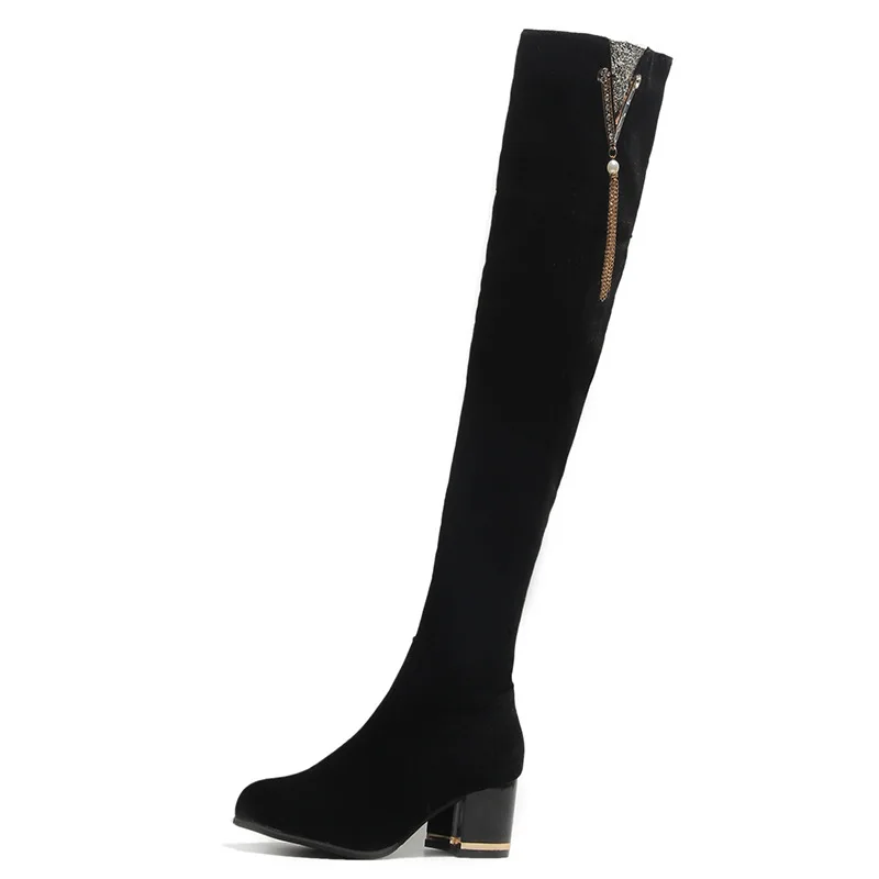 

boots women's autumn and winter of 2021 new in thick high heeled suede knee high boots women's fashion versatile