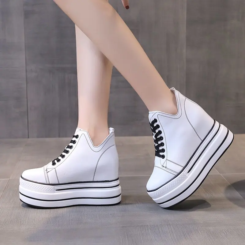 Женские ботильоны Осенняя обувь из искусственной кожи женские высокие кроссовки