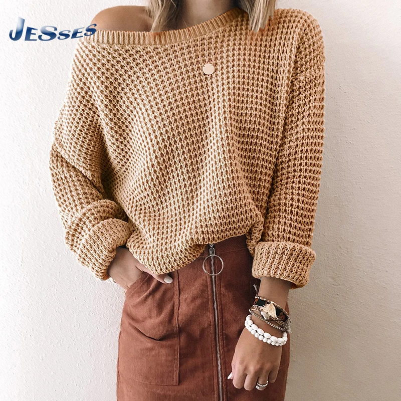 

Пуловер женский вязаный, однотонный, большого размера 5XL, весна-осень