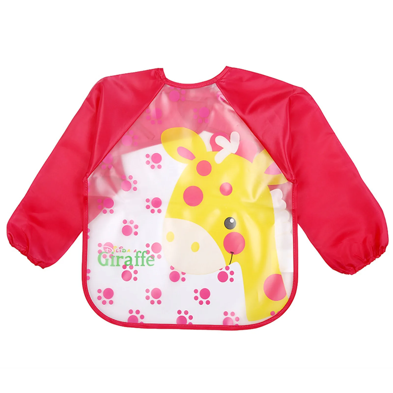 

Baby Boy Bibs Waterproof Long Sleeve Mickey Minnie Girl Bibs Kids Burp Cloth Feeding Bib with Pocket Child Apron Smock FE
