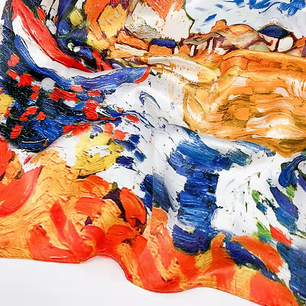 

53X53CM Fashion Women Square Scarf All-match Wraps Elegant Floral Dot Spring Summer Head Neck Hair Tie Band Neckerchief For Girl