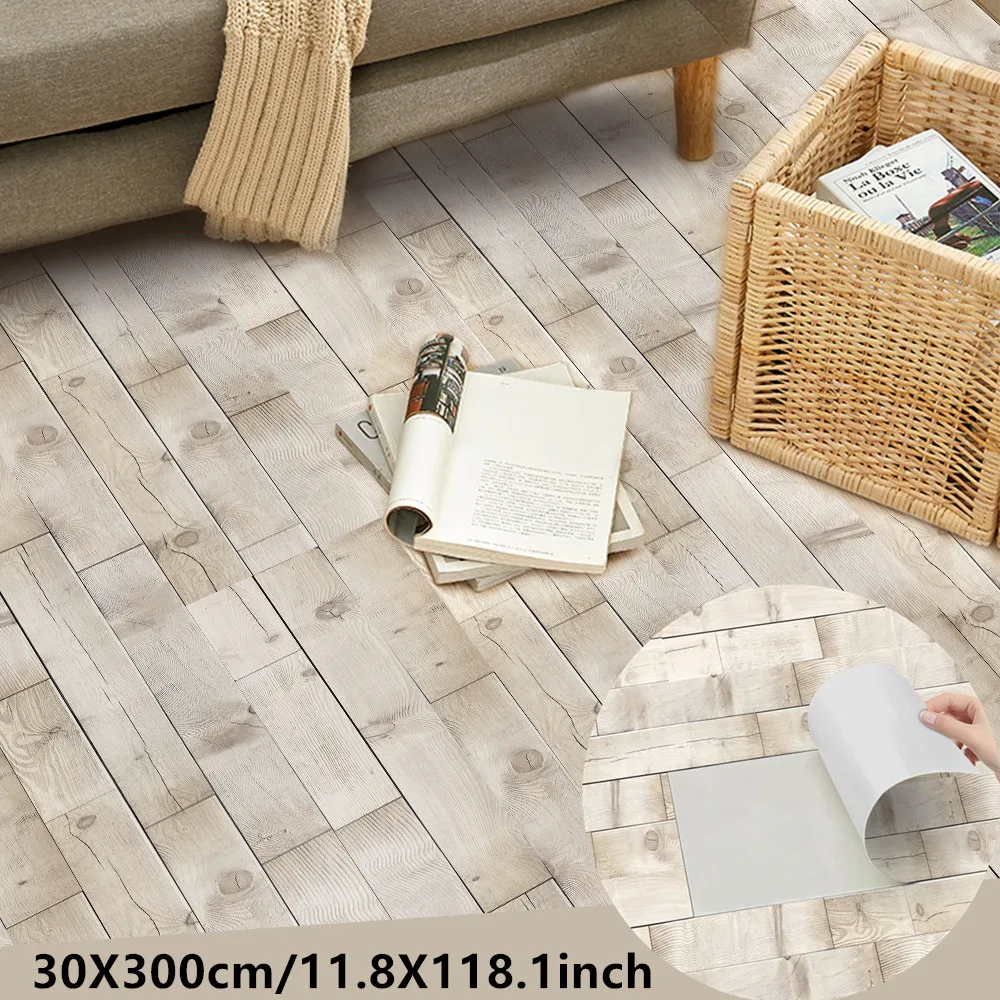 wood vinyl wallpaper roll self adhesive wall sticker living room bedroom kitchen furniture decor floor stickers wood grain film free global shipping