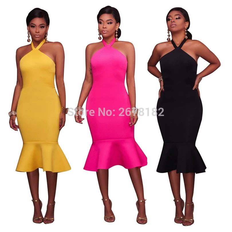 Желтый/розовый/черный сексуальная женщина с открытыми плечами Холтер шеи