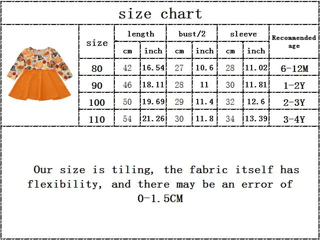 

Halloween kids baby girls Streetwear full sleeve cartoon pumpkin print patchwork dresses toddler casual knee-length dress 6M-4Y
