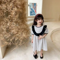 lovely dots girl dress kids baby 2021 casual spring summer short sleeve pearl princess casual long style dresses children clothi