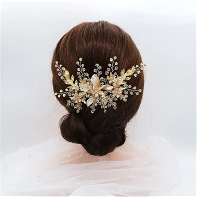 FIAZIA Crystal Bead Bride Hair Comb Ornaments Women' Wedding Jewelry Accessories Handmade Bridal Combs Headpieces Gifts | Свадьбы и