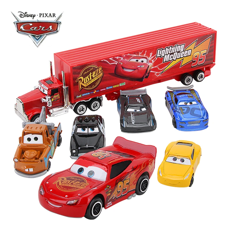 

7Pcs/set Disney Pixar Cars 3 Mack Uncle Truck Toy Car Set Lightning McQueen Jackson Storm 1:55 Diecast Car Model Toy Kids Gift