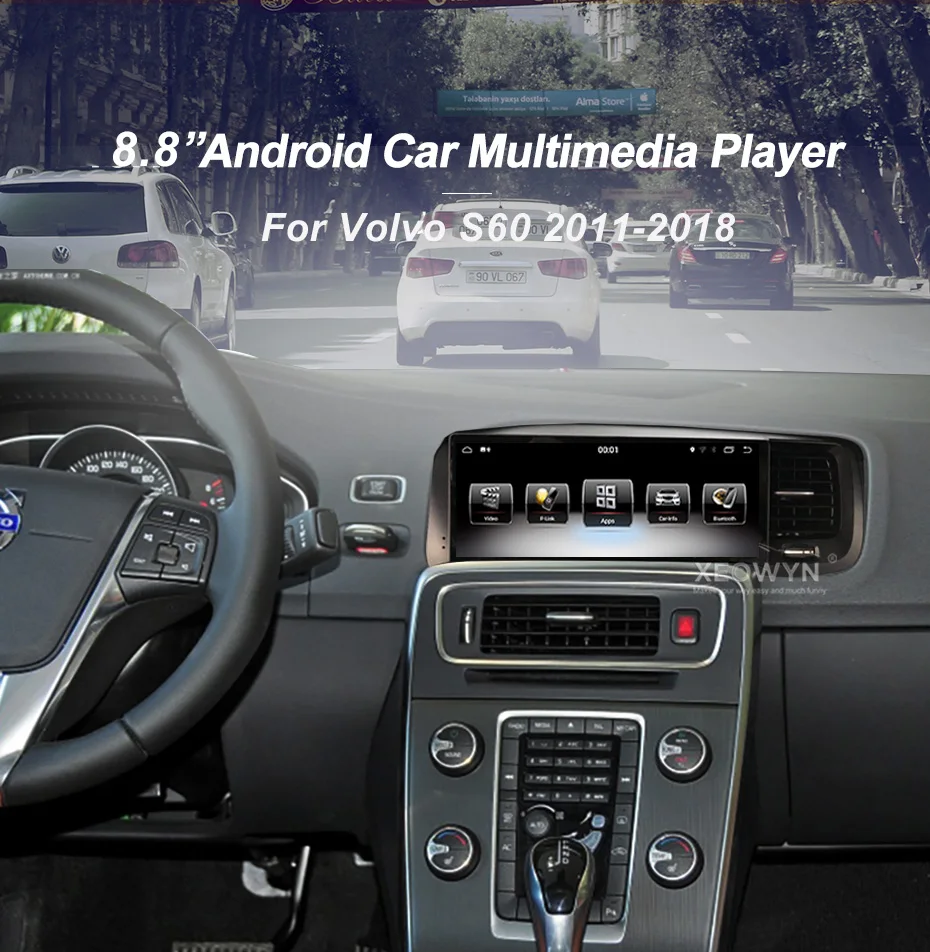 8,8 дюймов RAM2G ROM32G Android 8,0 PX6 автомобильный радиоприемник gps для Volvo S60 V60 2011- поддержка trip informaiton full touch