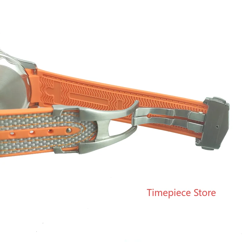 200M протестированный WR 41mm Diver Blue 1/4 Orange Bezel чехол для часов с серым ремешком ETA2836 DG2813