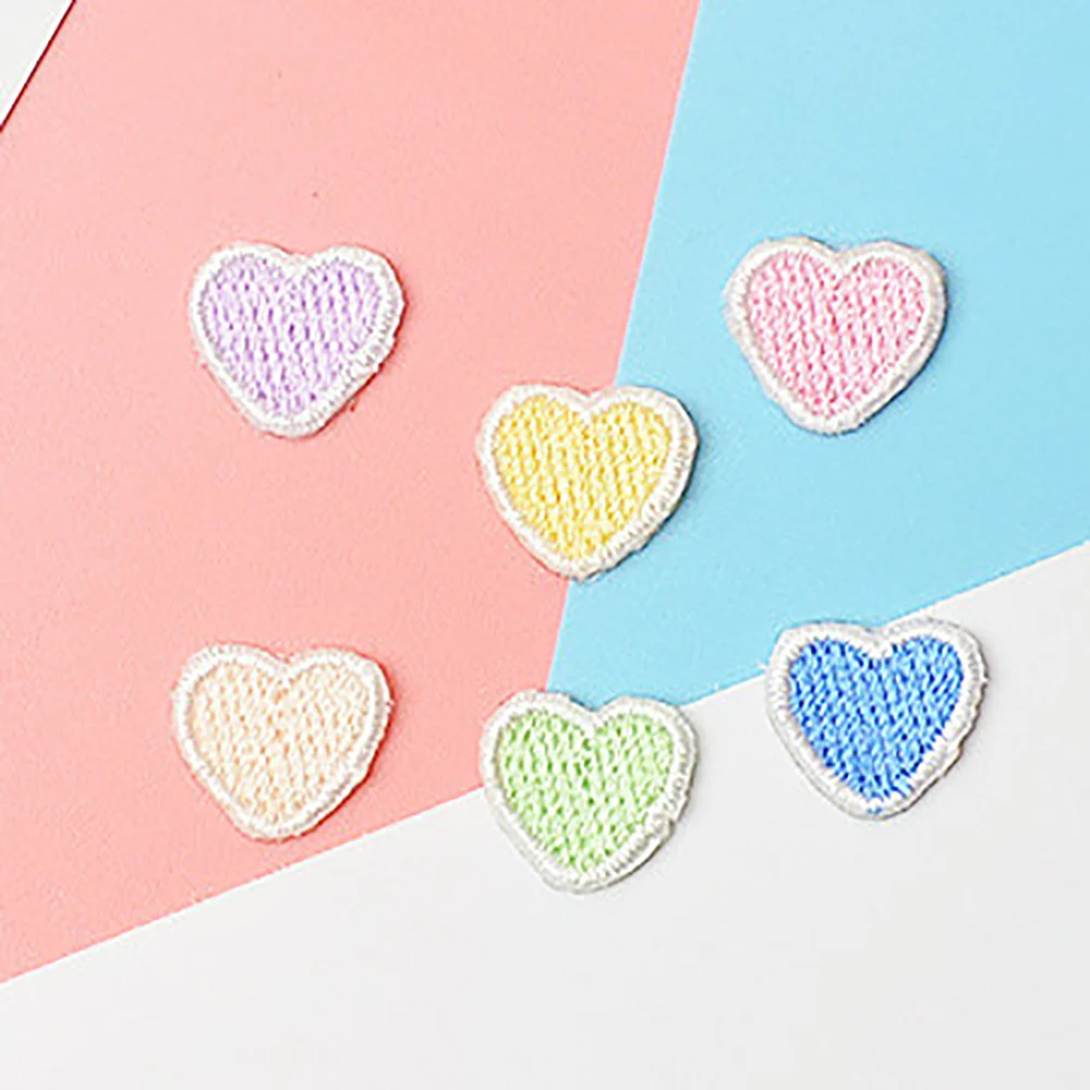 

6 шт/10 шт вышитые патчи с сердцем цветные патчи в форме сердца DIY Аппликация для пришивания на одежду аксессуары для сумок