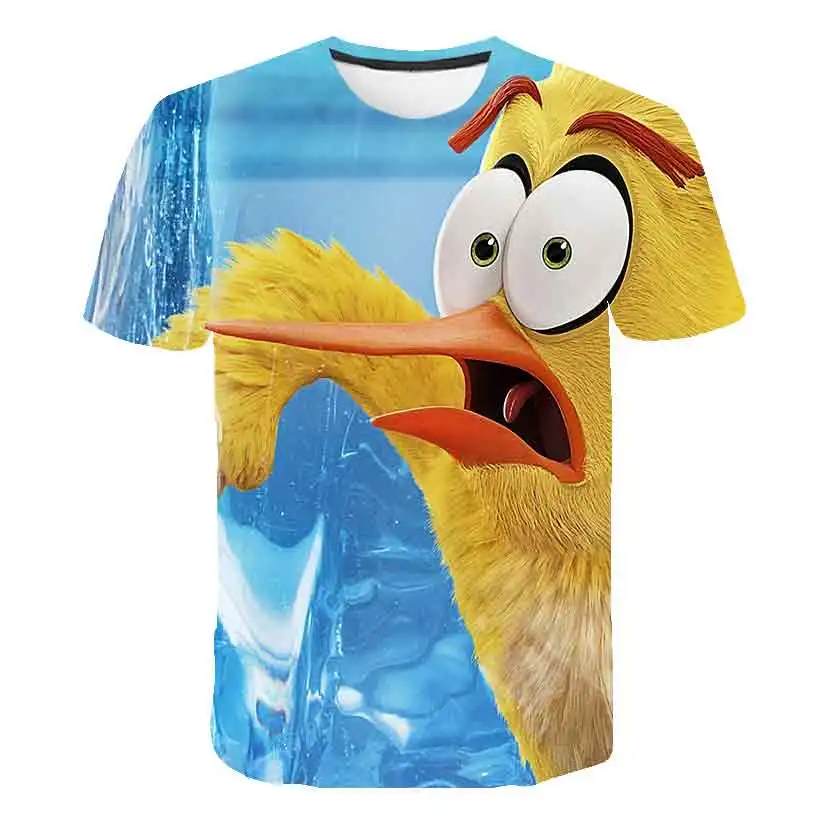 

2021 summer New Children's T shirt Arrival Movie 3D Printed The Birds 2 kids T-Shirt Short Sleeve Angry Boy and girl tshirt 14T
