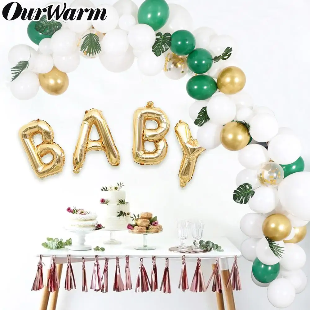 

OurWarm 122pcs Balloon Garland Arch Kit with Artificial Palm Leaves Baby Shower Aniversario Birthday Party Decorations Supplies