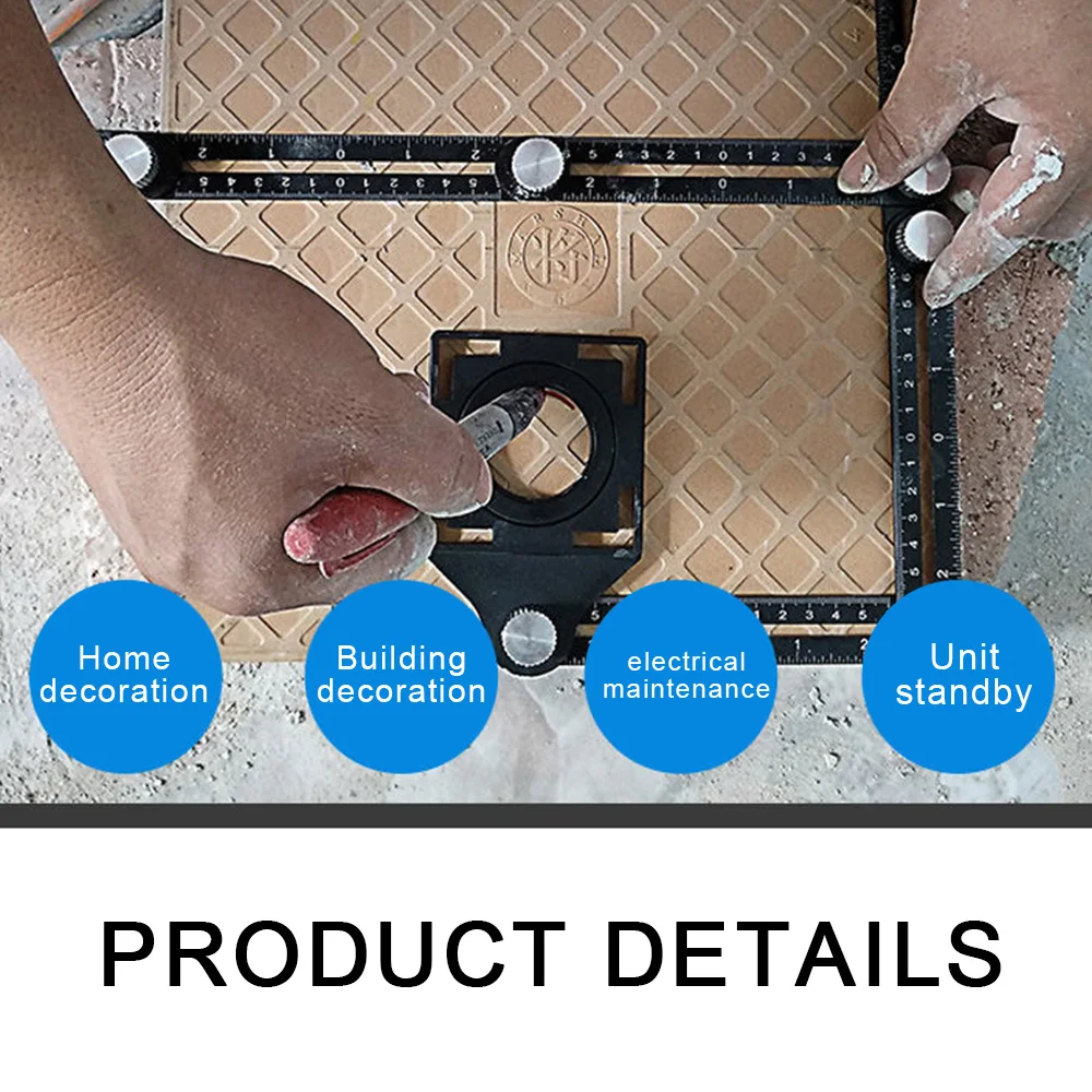 Multi Angle Measuring Ruler Protractors Adjustable 6-Sides Floor Tile Hole Locator Glass Woodworking Universal Puncher | Инструменты