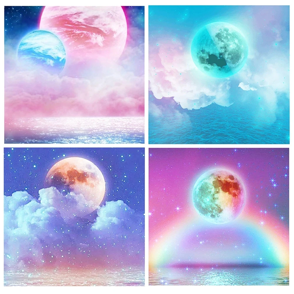 

Алмазная 5D картина «сделай сам» с полным заполнением, мечта, радуга, луна, квадрат, круглая Алмазная вышивка, крестик, семейный декор, подаро...