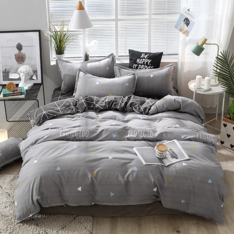 

2020 New bedding set HOME Duvet cover set avocado green bed set leaf flat sheet 3/4pcs bed linen set super king size bedclothes