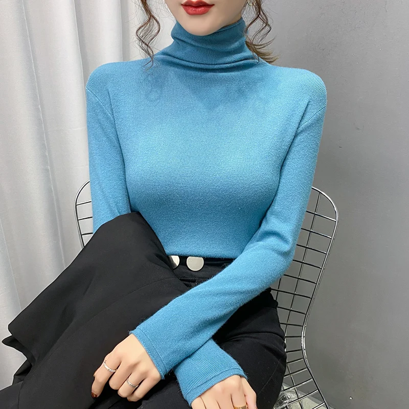 

2021 Cashmere Women Sweater Turtleneck Long Sleeves Autumn Winter Sweater Women's Knitting Jumper Female Pullover Sweater