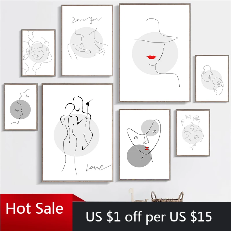 Абстрактная черно белая романтическая поцелуйка Картина на холсте цитаты печать