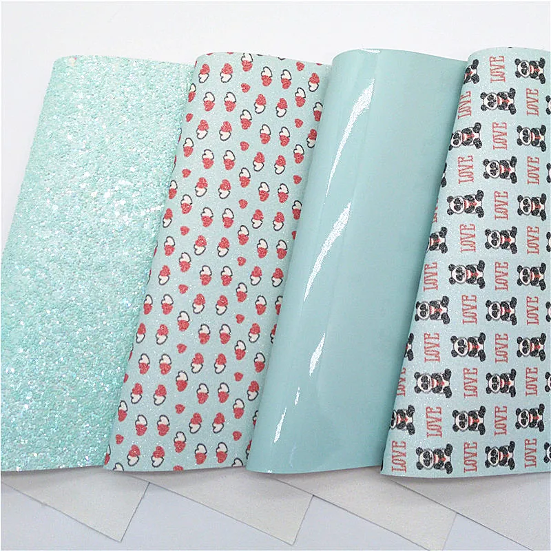 Синие Блестящие Кожаные сердечки блестящие виниловые кожаные листы для банта