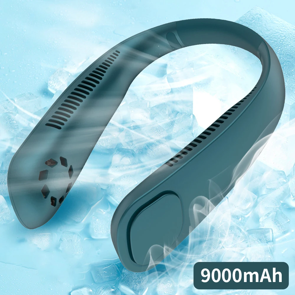 Goede Voor Xiaomi Mini Fan Hals Bladeless Fan Oplaadbare Bladloze Opknoping Draagbare Fans Air Cooler Cooling Wearable Nekband 9000Mah