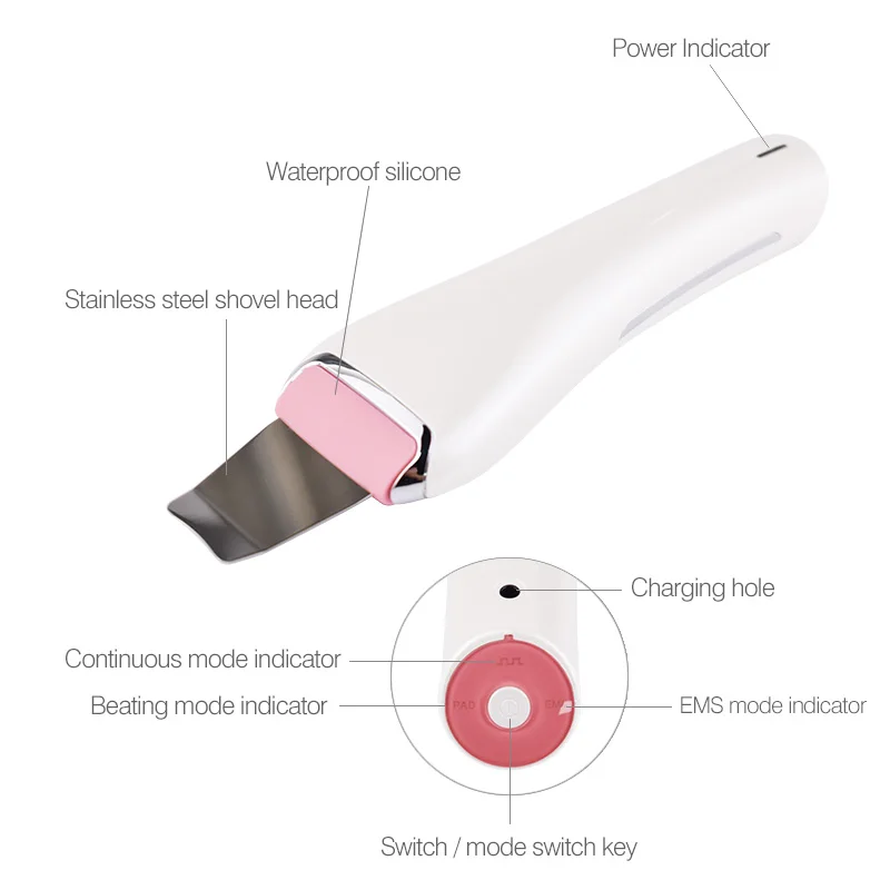 Ультразвуковая машина для очистки кожи лица с вибрацией и Скруббером удаления