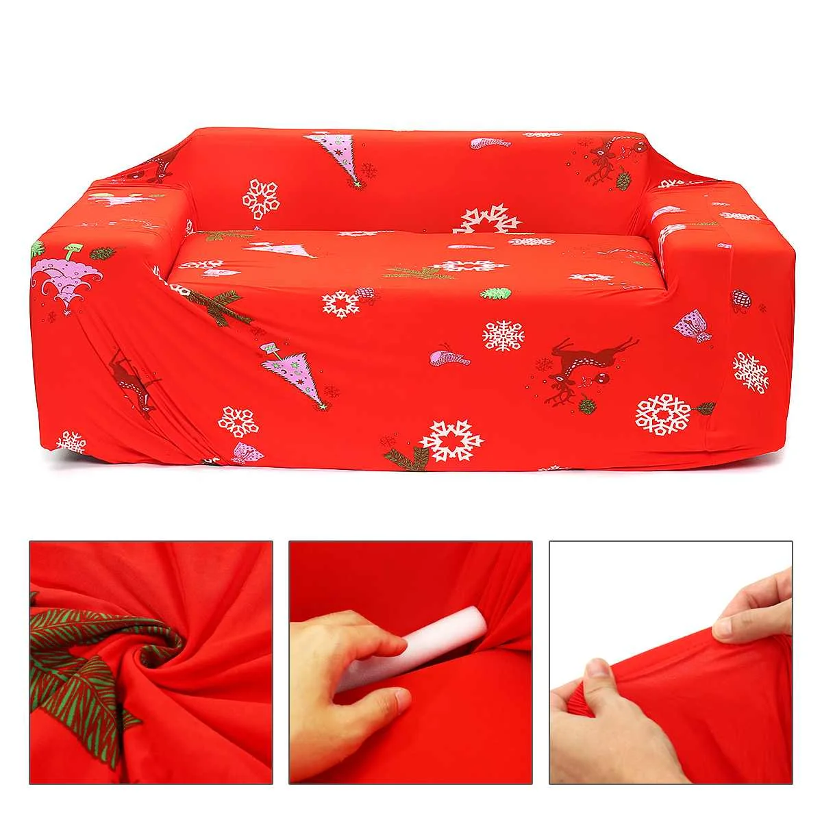 

Christmas Decor Slipcovers Stretch Sofa Cover Elastic Couch Case Seat L-Style Sofa for Christmas Living Room Couch Home Decor
