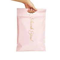 50pcs mail bags thank you poly mailer with handle clothes packaging envelopes self seal courier bags waterproof tote bag