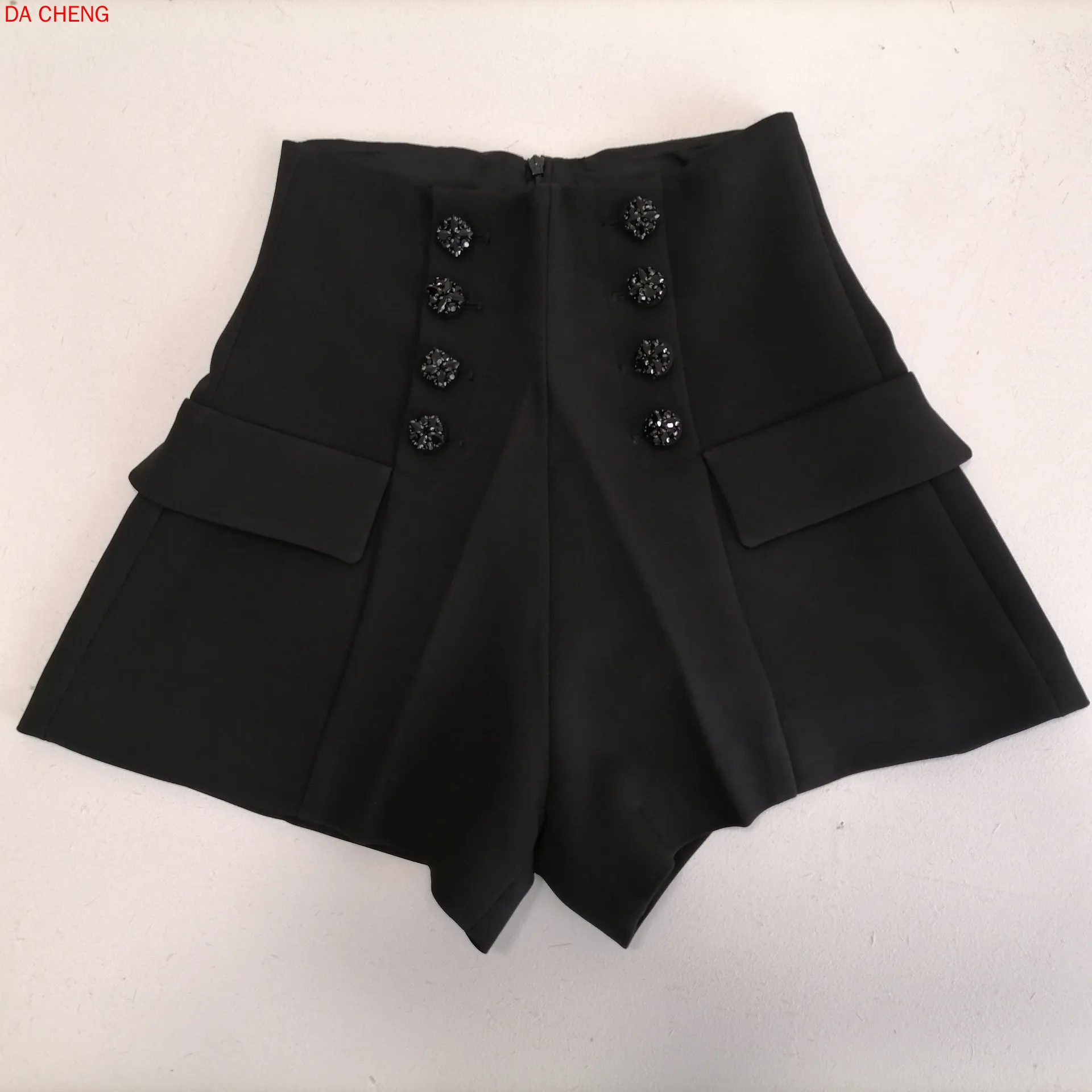 

High Waist Double Breasted A-line Wide Leg Casual Shorts Super Slim