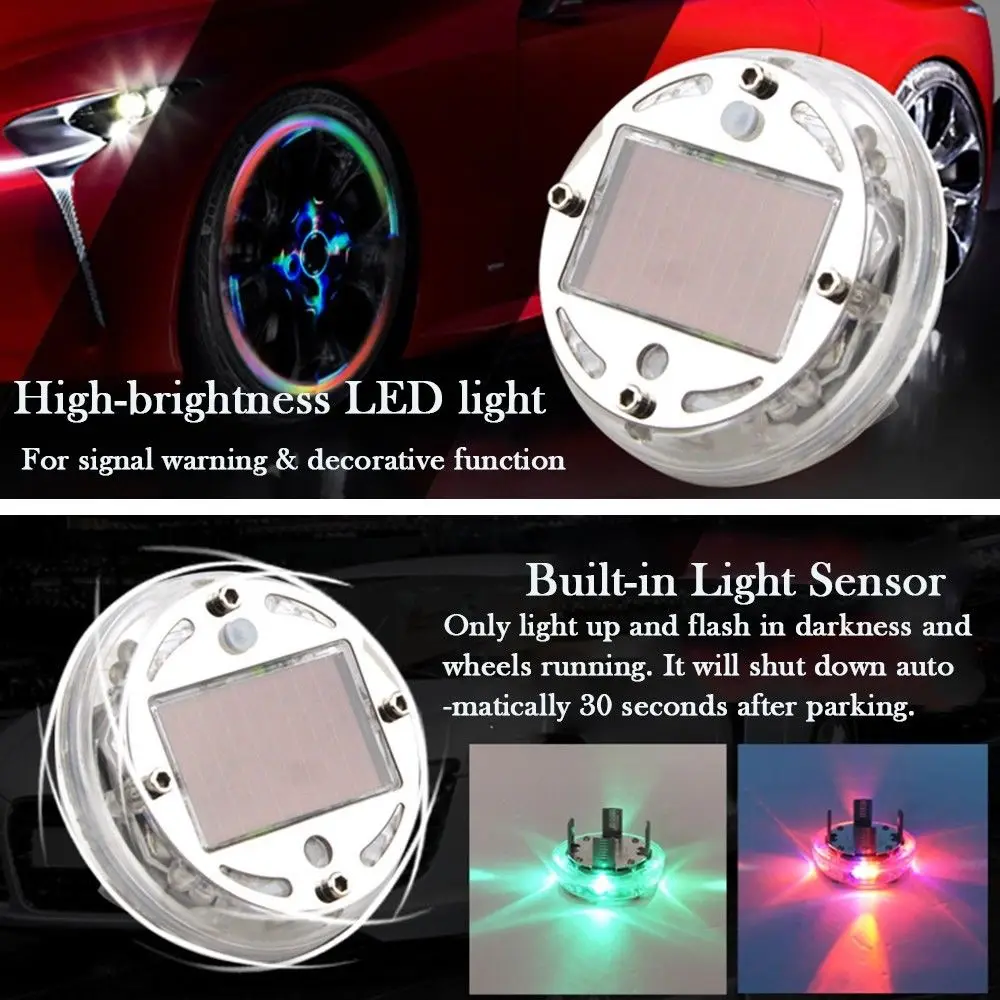 4 режима Авто Автомобильная солнечная вспышка светодиодная Ступица колеса