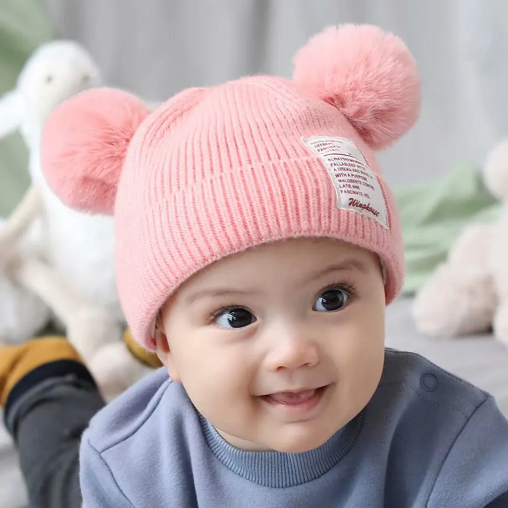 Зимние шапочки детская шапка с помпоном зимняя милая вязаная для девочек и