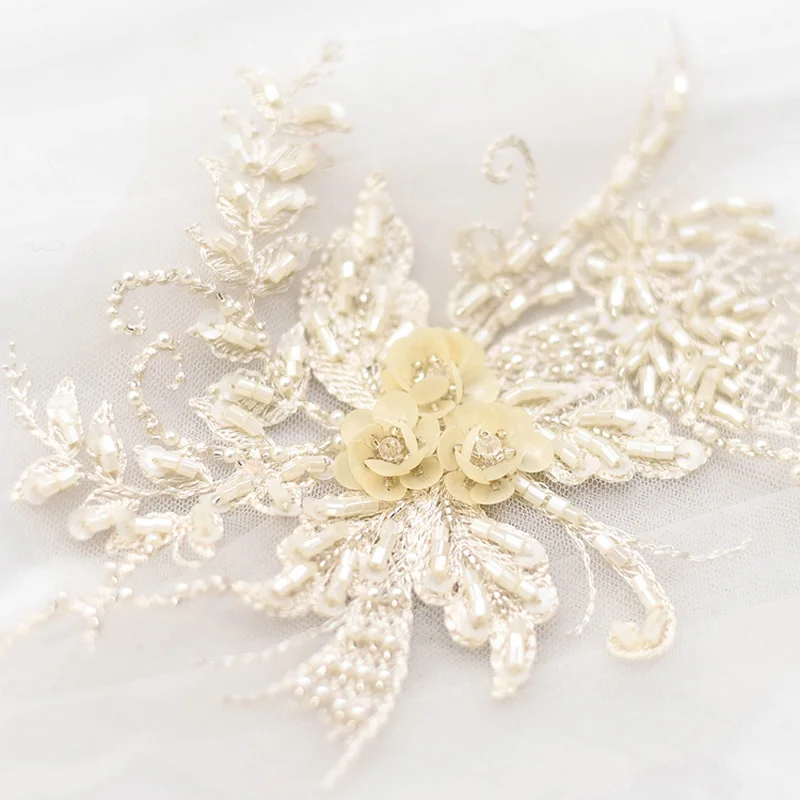 2 шт. кружевные аппликации с вышивкой из бисера | Дом и сад