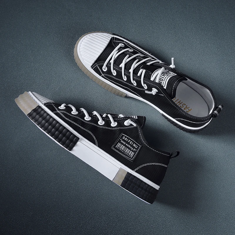 

New Autumn Men's Casual Shoes Hard Toe Men Sneakers Breathable Men Canvas Walking Shoes Rubber Slip Resistance Mens Vulcanize