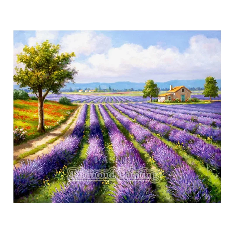 EASHRU алмазная живопись с цветами лаванды 5D сделай сам вышивка крестиком полная