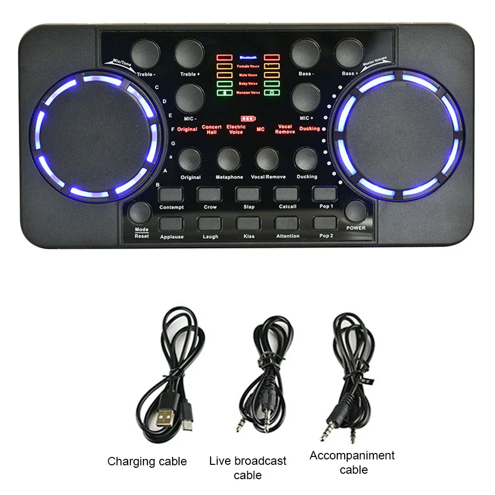 

V300 Pro Live Streaming Sound Card 10 Sound Effects Bluetooth-compatible 4.0 Audio Interface Mixer for Phone PC