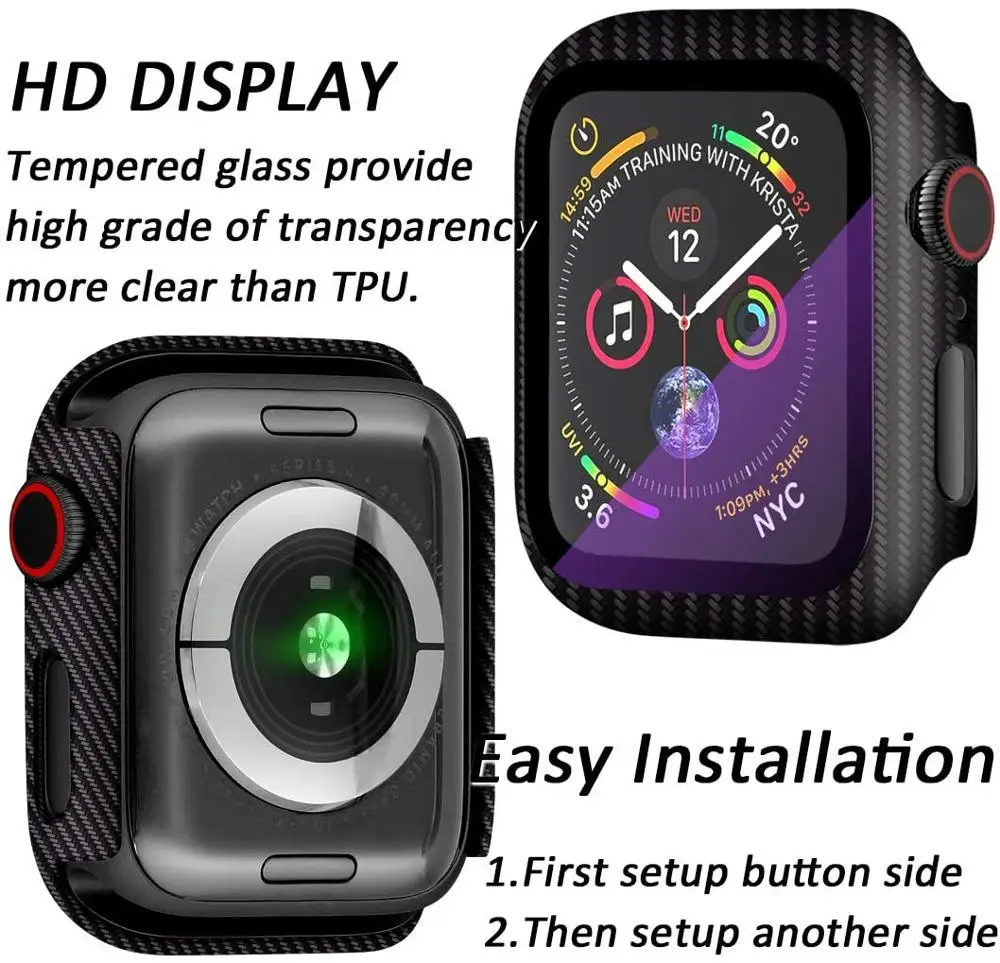 Стекло + крышка для Apple watch чехол 38 мм 42 аксессуары бампер из углеродного волокна