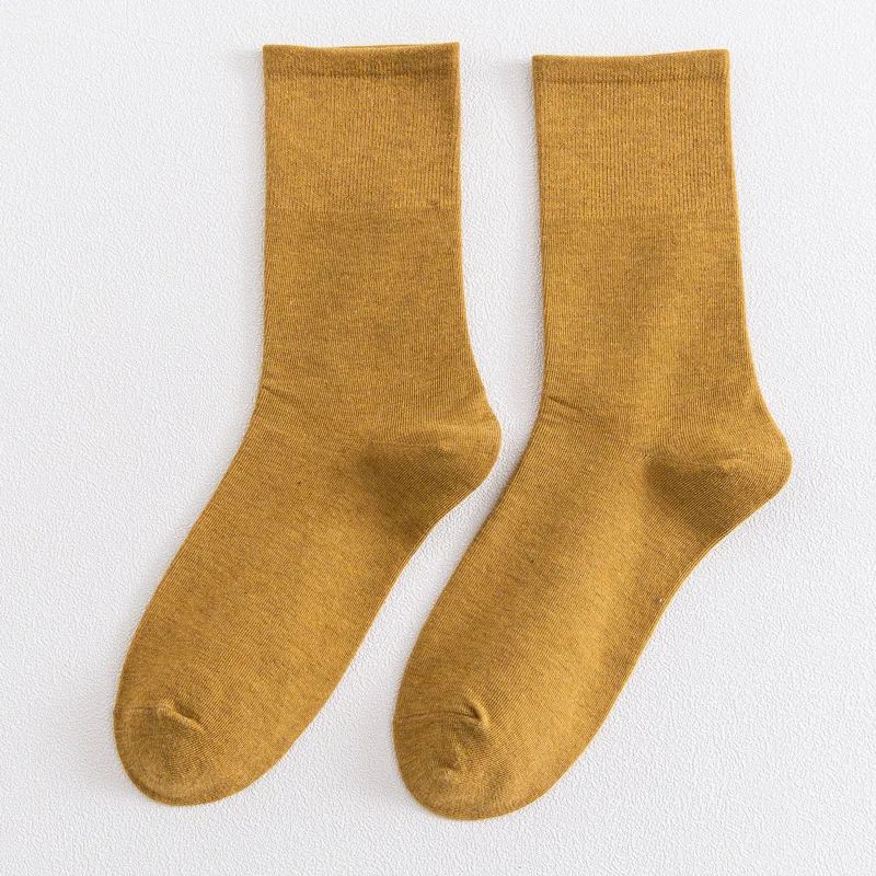 

Solid color socks Middle tube Knitted Japanese Korea Loose Long Socks Women Pile Ins Soft Fashion girls Spring and Autumn