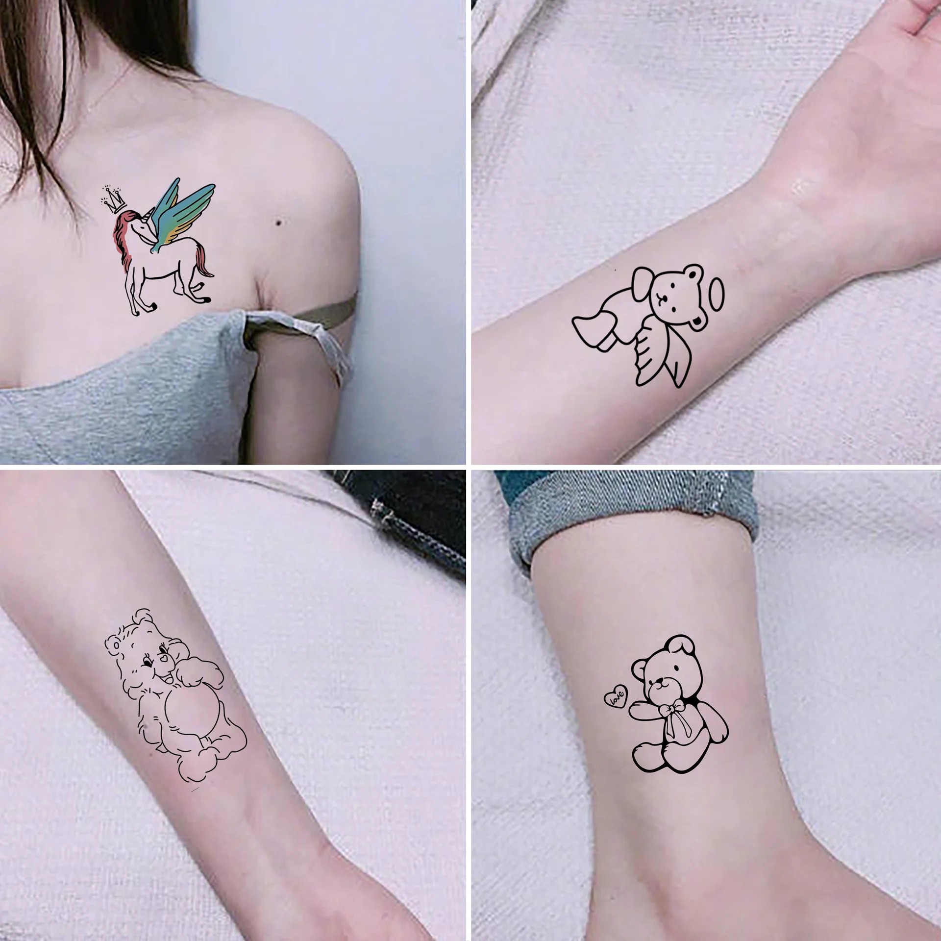 42 Sheets Temporary Tattoos Stickers,Cartoon Cute Mixed Style Body Art Temporary Tattoos for Women, Kids Tattoo Sticker Sets
